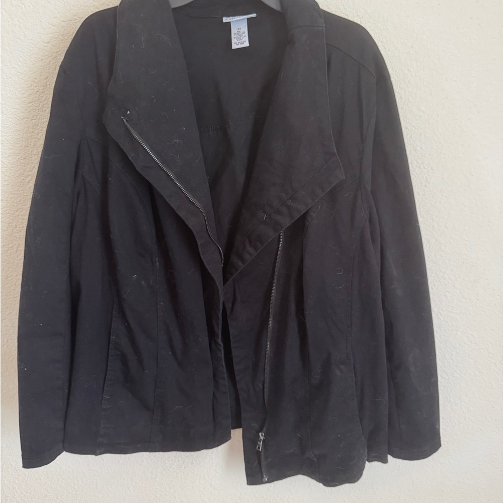 Catherines Black Utility Jacket with Draped Lapel